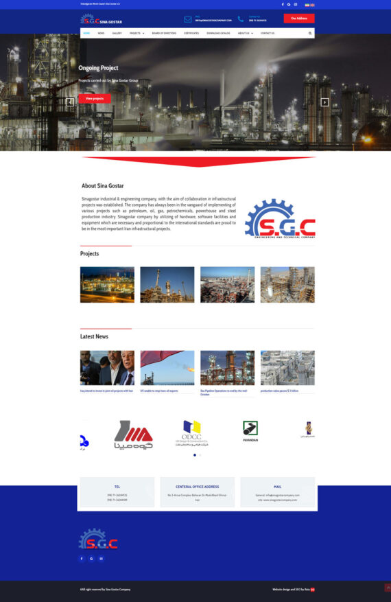 طراحی سایت Sinagostar industrial & engineering company